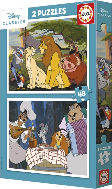 Puzzle Educa Disney Animaux 2x48 pièces