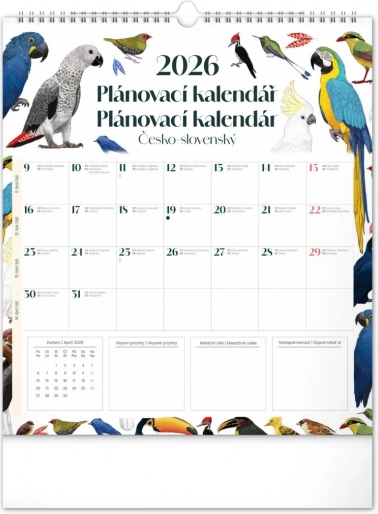 Calendrier mural de planification Animalium 2026