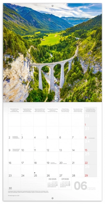 NOTIQUE Calendrier de Notes Ponts 2025, 30 x 30 cm