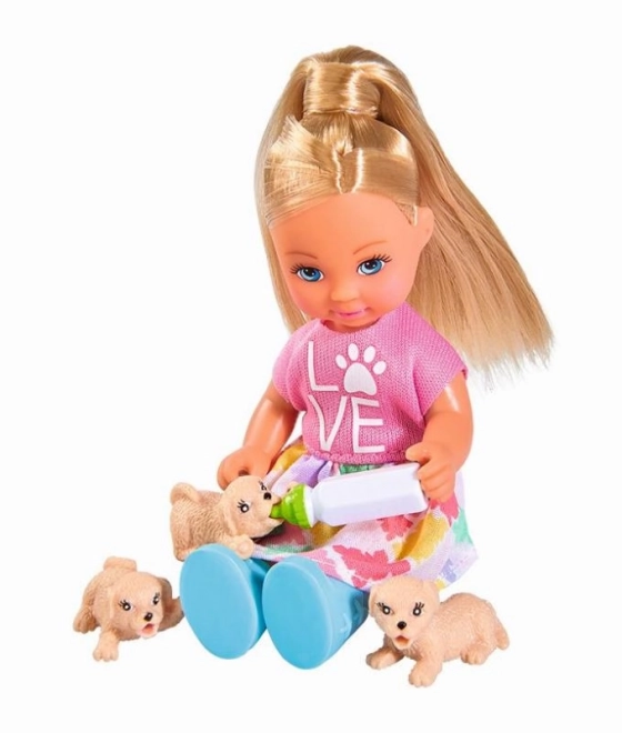 Poupée Evička avec chien et chiots