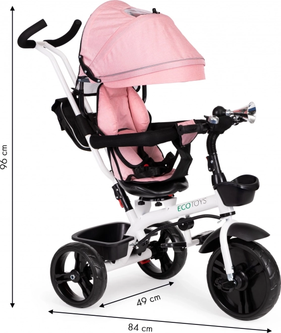 ECOTOYS Tricycle, Poussette Sport - rose