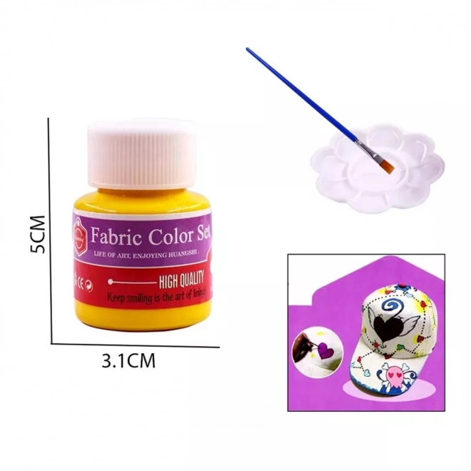 Ensemble de peintures pour textile 6 couleurs avec accessoires