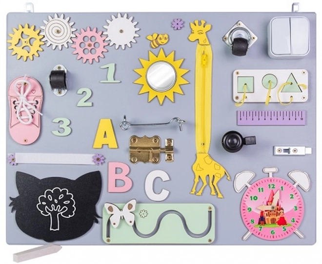Tableau d'activités en bois gris