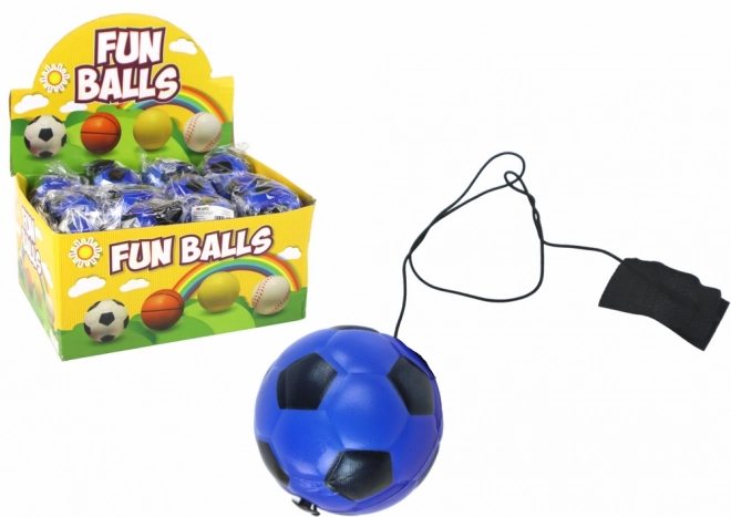 Ballon de foot PU avec élastique Jojo pour rebondir 6 cm bleu