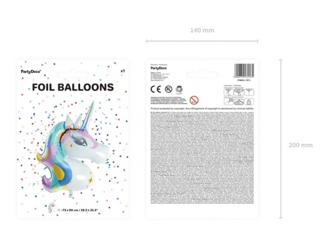 Ballon en aluminium Licorne 73cm x 90cm
