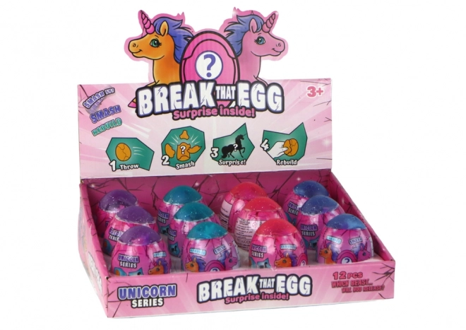 Œuf de licorne magique craquant en coquille 4 couleurs 6 cm