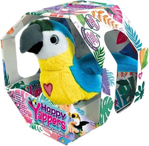 Perroquet en peluche interactif Happy Yappers – bleu, parlant et répétant les mots