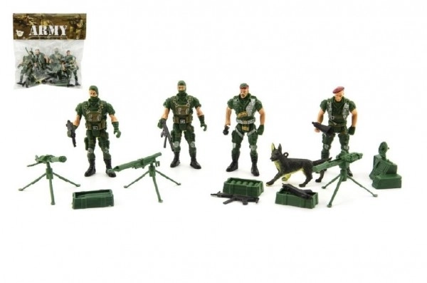Ensemble de soldats 4pcs avec accessoires plastique design CZ sur carte 18x19,5cm