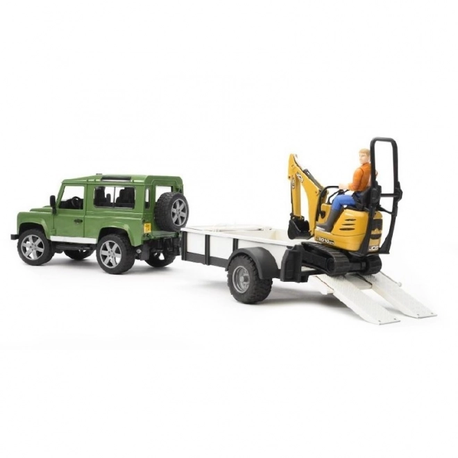 Ensemble de jeu Bruder SUV et mini-pelle à chenilles JCB avec remorque