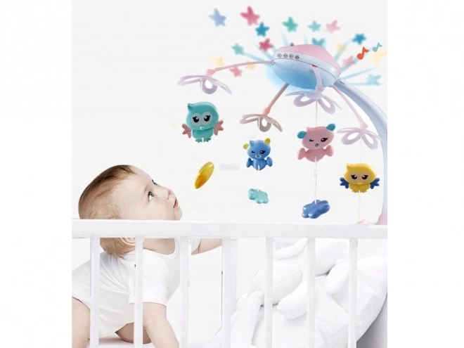 Mobile bébé avec projecteur à télécommande – rose