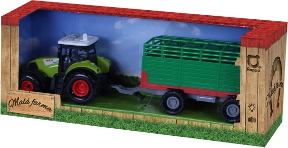 Tracteur en plastique avec sons et lumières avec remorque à foin