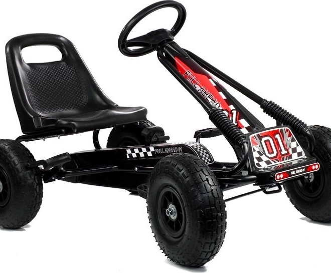 Kart à pédales pneumatique + Pneus gonflables + Siège réglable – noir