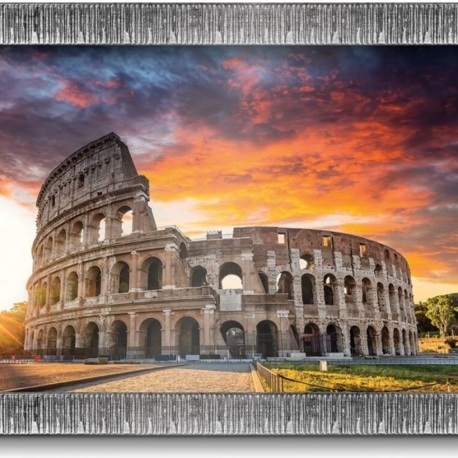 Puzzle coucher du soleil au-dessus du Colisée avec colle et cadre 1000 pièces