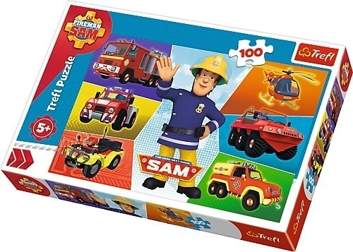 Puzzle Sam le pompier 100 pièces 41x27,5cm en boîte 29x19x4cm
