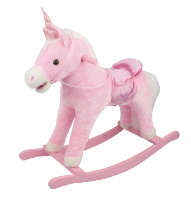 Licorne à bascule rose avec son