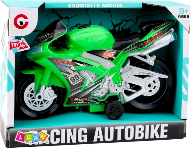 Moto de course avec effets de lumière et de son jouet vert