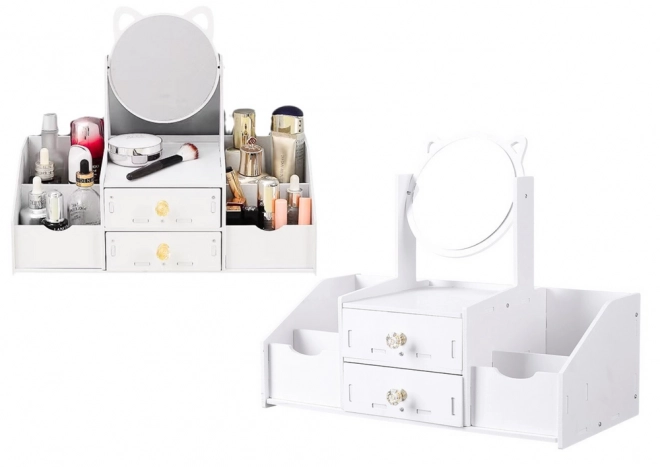 Coiffeuse cosmétique pour enfants avec oreilles et tiroirs - blanche