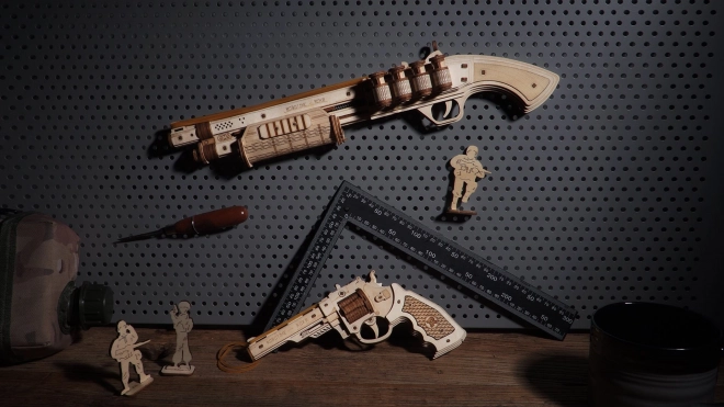 Puzzle mécanique en bois 3D Revolver Corsac RoboTime