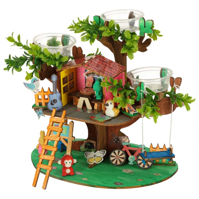 Ensemble créatif pour construire une cabane dans un arbre avec accessoires