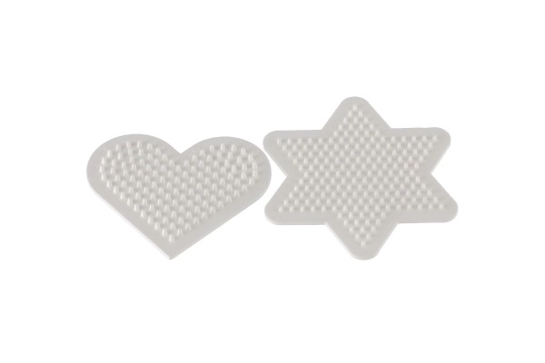 Plaque pour perles à repasser Hama MIDI - étoile, cœur en plastique 2 pièces dans un sachet 9x9cm