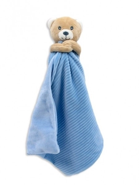 Ours / ourson peluche doudou 22x22cm bleu sur carte dans un sac 0+
