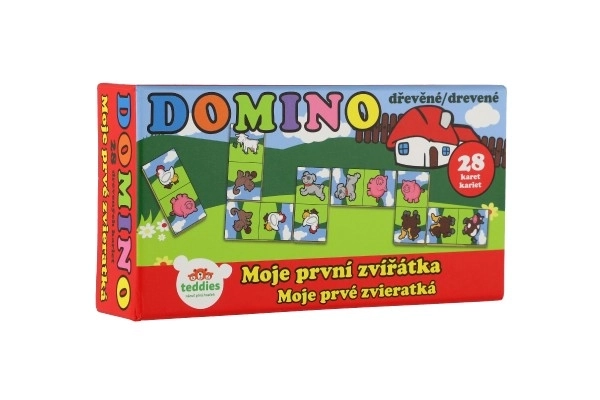Domino Mes premiers animaux bois jeu de société 28pcs en boîte 17x9x3,5cm MPZ