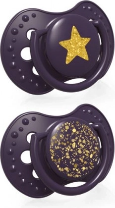 LOVI Sucette en silicone dynamique Stardust 0-3 m 2 pcs violet