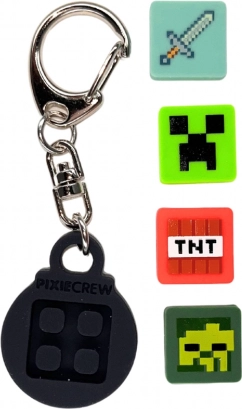 Pixie Crew & Minecraft Porte-clés noir avec multipixels