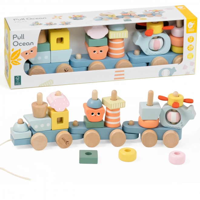 Train à tirer en bois Ocean CLASSIC WORLD – puzzle Montessori