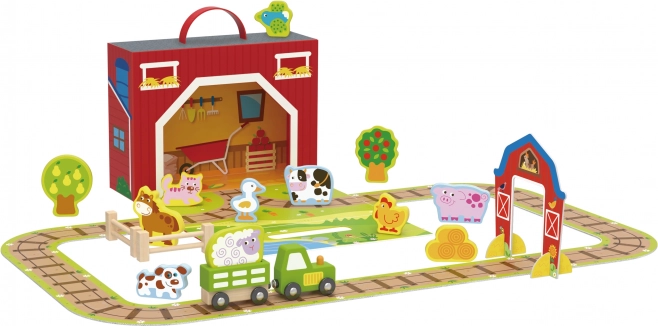 Ferme en bois dans une valise Tooky Toy