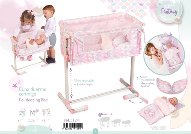 DeCuevas 51241 Berceau pour poupée avec fonction de couchage partagé Ocean Fantasy 2021