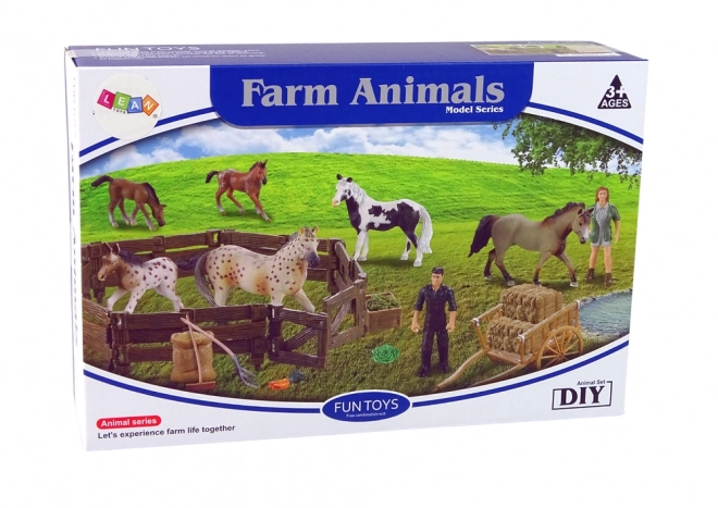 Kit de construction en bois Ferme avec chevaux