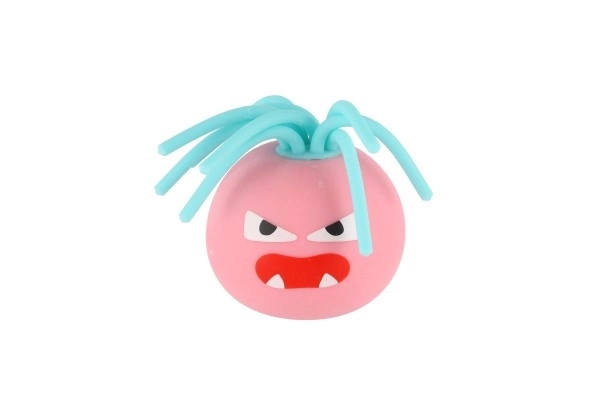 Balle avec visage et franges anti-stress pâte à modeler 6cm 4 couleurs