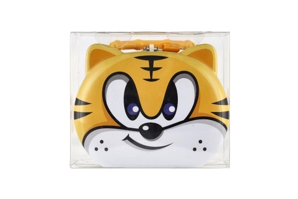 Tirelire chat/chaton en métal avec serrure 14x12cm 3 couleurs dans une boîte en plastique