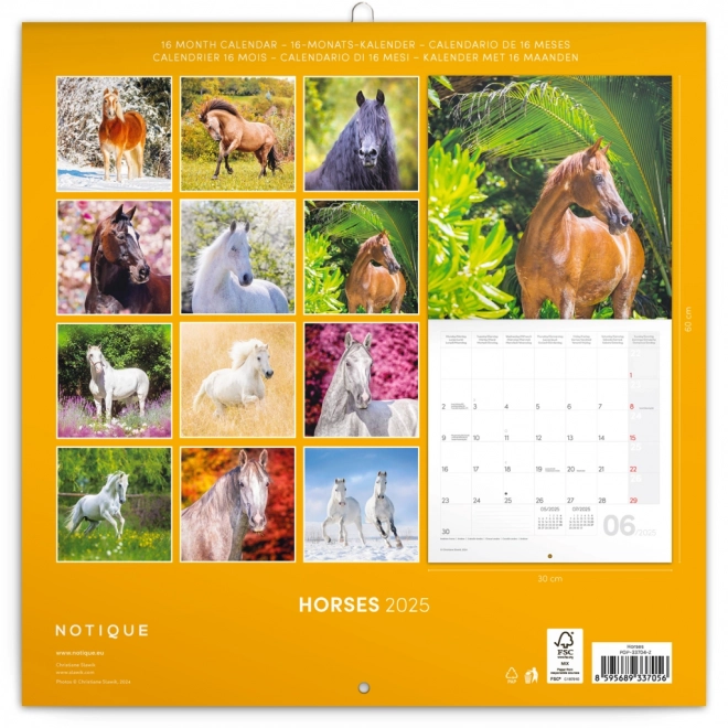NOTIQUE Calendrier de notes Chevaux – Christiane Slawik 2025, 30 x 30 cm