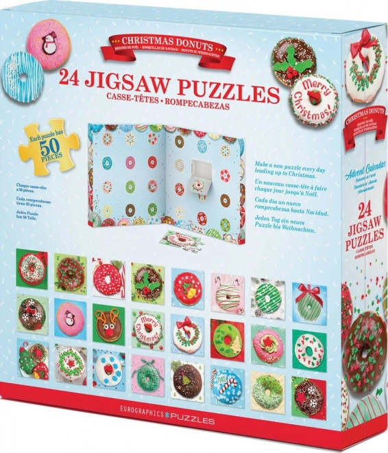 Calendrier de l'Avent avec puzzle Eurographics 24 x 50 pièces – Beignets de Noël