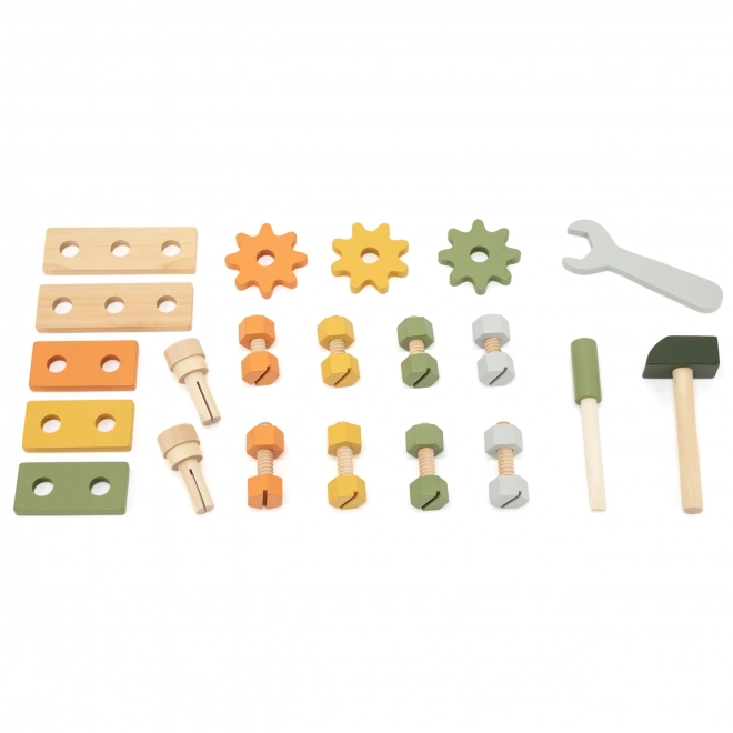 Établi en bois avec outils
