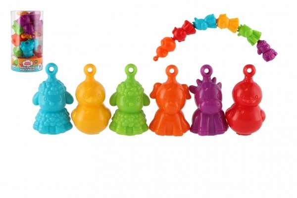 Animaux en plastique de la ferme domestique à assembler en chaîne 12pcs 8cm dans boîte plastique 10x18cm 12m+