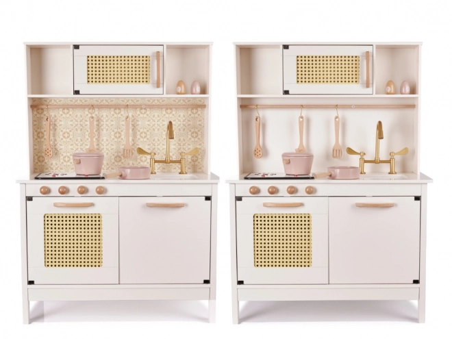 Cuisine rétro en bois pour enfants avec accessoires Boho
