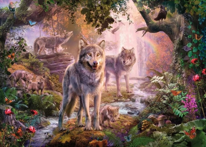 Puzzle Ravensburger Famille de loups en été 1000 pièces