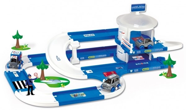Garage+route Kid Cars 3D Police plastique 3,8m dans une boîte 59x40x15cm 12m+ Wader