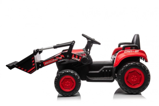 Tracteur rouge pour enfants avec batterie rechargeable et godet
