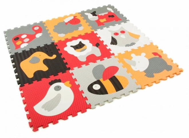 BABY GREAT Puzzle en mousse Animaux gris-rouge SX (30x30)