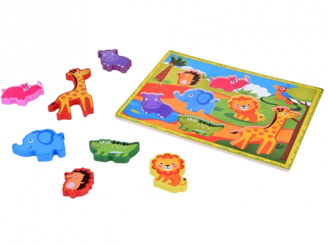 Puzzle en bois safari animaux 7 pièces formes assorties ZA5256