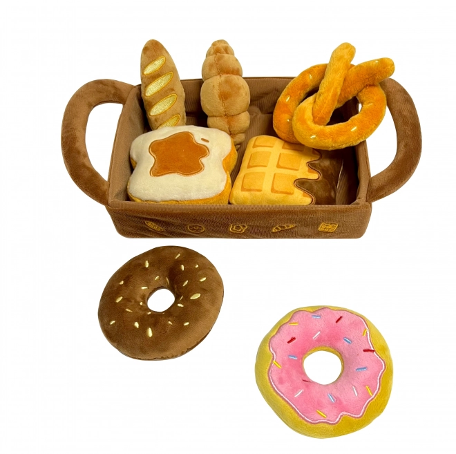 Panier en peluche magique pour enfants avec pâtisseries