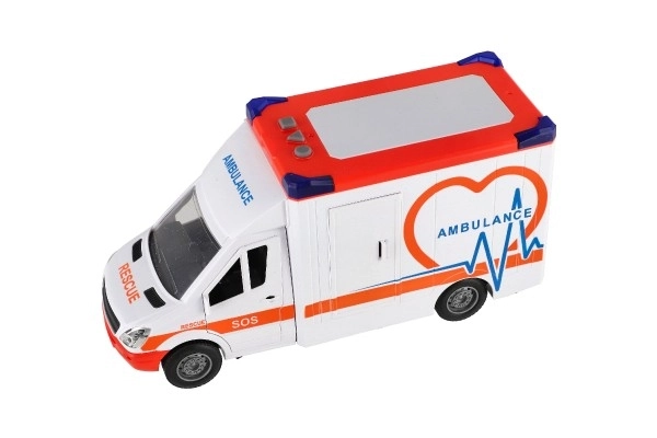Ambulance Jouet en Plastique 28cm avec Brancard et Roue Libre avec Lumière et Son