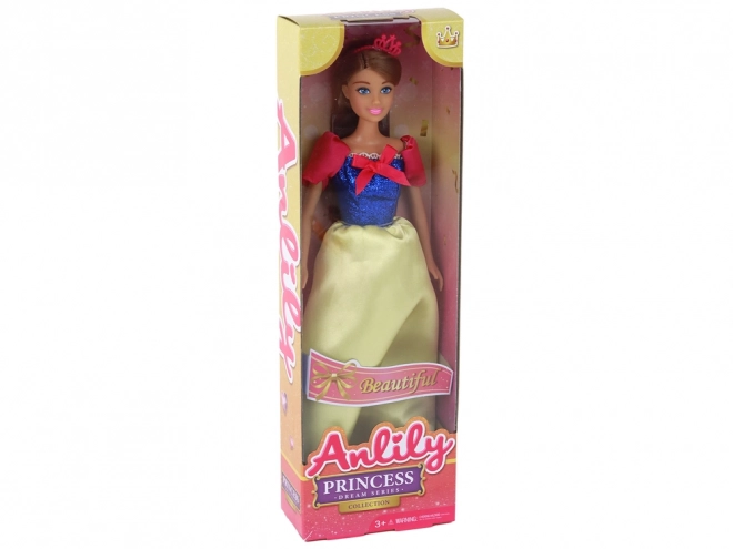 Poupée Anlily Princesse avec de longs cheveux foncés et une robe jaune