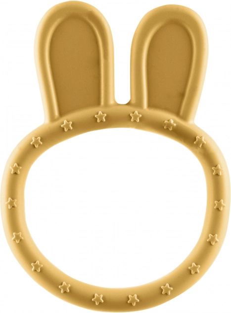 Anneau de dentition en silicone lapin, jaune moutarde