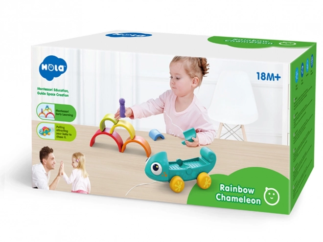 Puzzle arc-en-ciel Caméléon Montessori 18m+