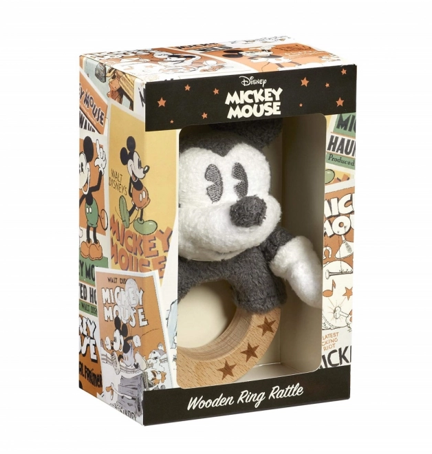 Hochet en bois/tissu Mickey Mouse Rainbow